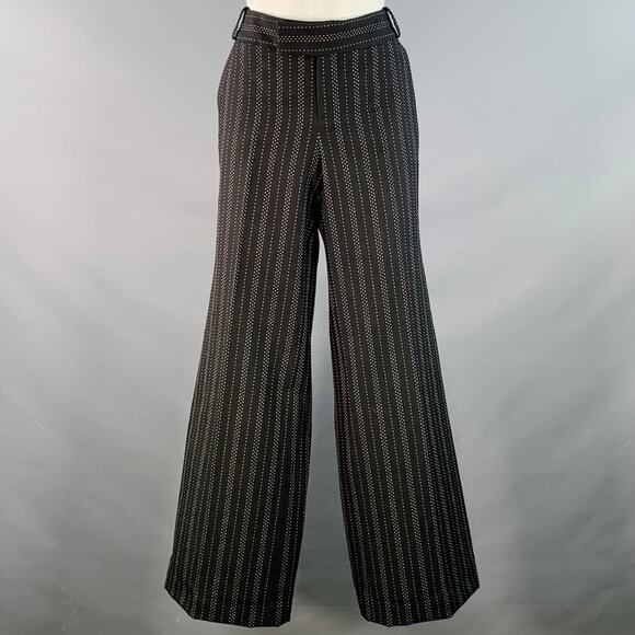 GUCCI Size 8 Black Grey Wool Cotton Dots Wide Leg Dress Pants - Picture 1 of 8